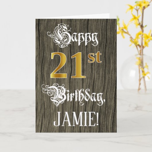 21ste verjaardag: Faux Gold Kijk + Faux Wood Patte Kaart (Gele Bloem)