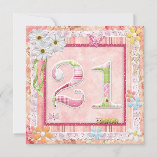 21ste verjaardag feest scrapbooking stijl kaart (Voorkant)