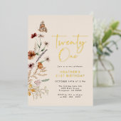 21ste verjaardag folie uitnodiging (Staand Voorkant)