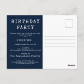 21ste verjaardag Foto Blue Birthday Invites Briefkaart (Achterkant)