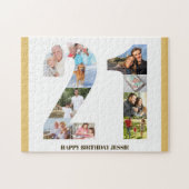 21ste verjaardag Foto collage neutraal nummer 21 Legpuzzel (Horizontaal)