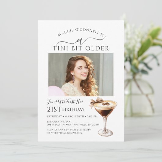21ste verjaardag foto Espresso Martini Kaart (Staand voorkant)