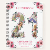 21ste verjaardag Foto roze flower White Guest Book Notitieboek (Voorkant)