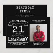 21ste verjaardag Foto zwart Vintage Kaart (Voorkant / Achterkant)