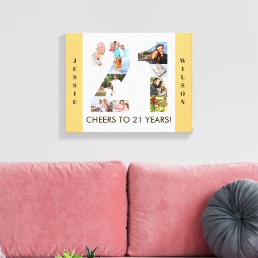 21ste verjaardag Fotocollage nummer 21 neutraal Canvas Afdruk (Insitu (Woonkamer))