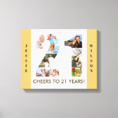 21ste verjaardag Fotocollage nummer 21 neutraal Canvas Afdruk (Voorkant)