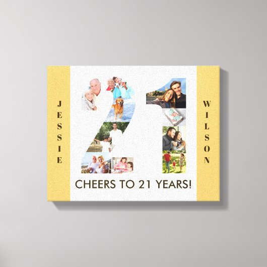 21ste verjaardag Fotocollage nummer 21 neutraal Canvas Afdruk (Voorkant)