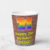 21ste verjaardag: Fun Graffiti-geïnspireerde regen Papieren Bekers (Voorkant)