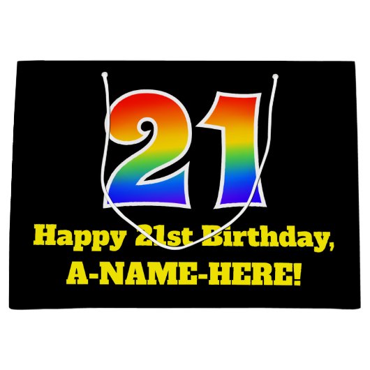21ste verjaardag ~ Fun, kleurrijk, levendig, regen Groot Cadeauzakje (Voorkant)