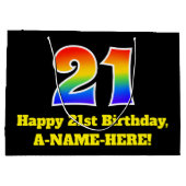 21ste verjaardag ~ Fun, kleurrijk, levendig, regen Groot Cadeauzakje (Achterkant)