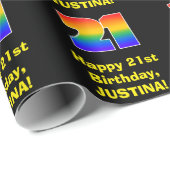 21ste verjaardag: Fun, kleurrijke regenboog geïnsp Cadeaupapier (Rol Hoek)