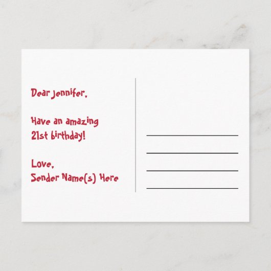 21ste verjaardag: Fun Stars Pattern, Rainbow 21, N Briefkaart (Achterkant)