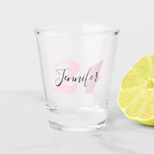 21ste verjaardag | Gepersonaliseerde naam Shot Glas (Voorkant)