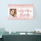 21ste verjaardag Girly Glam Roos Gold Glitter Foto Spandoek (Beurs)