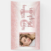 21ste verjaardag Girly Glam Roos Gold Glitter Foto Spandoek (Verticaal)