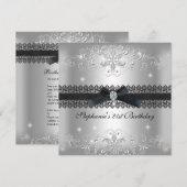 21ste verjaardag Glitter Silver Grey Kaart (Voorkant / Achterkant)