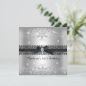 21ste verjaardag Glitter Silver Grey Kaart (Staand voorkant)