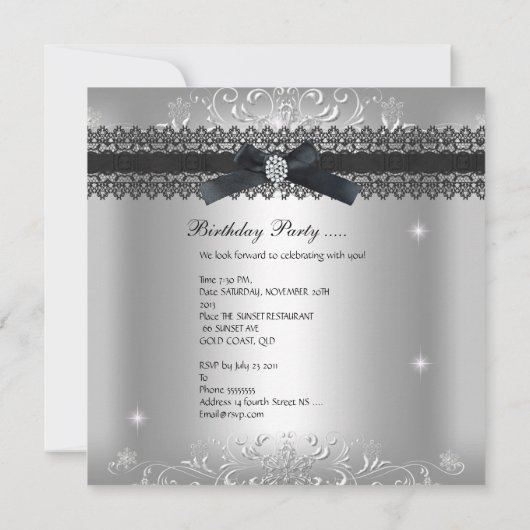 21ste verjaardag Glitter Silver Grey Kaart (Achterkant)