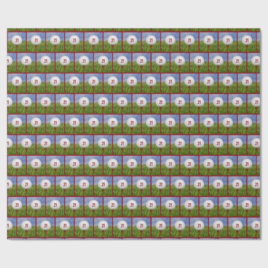21ste verjaardag Golfbal Cadeaupapier (Vlak)
