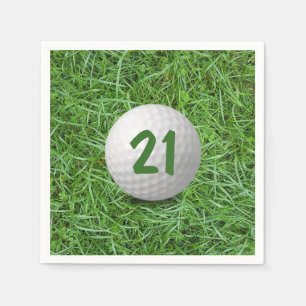 21ste verjaardag Golfbal op gras Servet