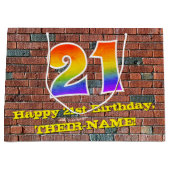 21ste verjaardag: Graffiti-geïnspireerde regenboog Groot Cadeauzakje (Voorkant)