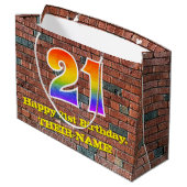 21ste verjaardag: Graffiti-geïnspireerde regenboog Groot Cadeauzakje (Achterkant Gekanteld)