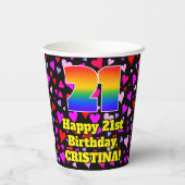 21ste verjaardag: Het liefhebbende Kunstpatroon, R Papieren Bekers (Achterkant)