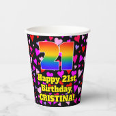 21ste verjaardag: Het liefhebbende Kunstpatroon, R Papieren Bekers (Voorkant)