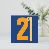 21ste verjaardag Huge Numbers Blue en Gold W1128 Kaart (Staand voorkant)