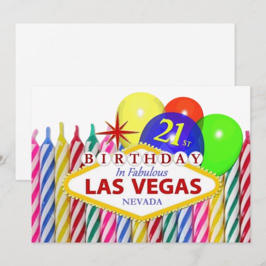 21ste verjaardag in Las Vegas Kaart (Voorkant / Achterkant)