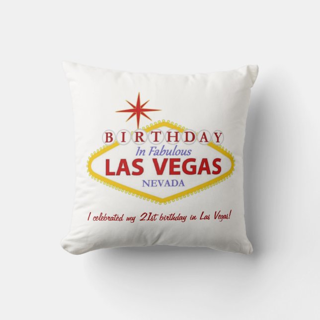 21ste verjaardag in Las Vegas Pillow PERSONALIZED Kussen (Voorkant)