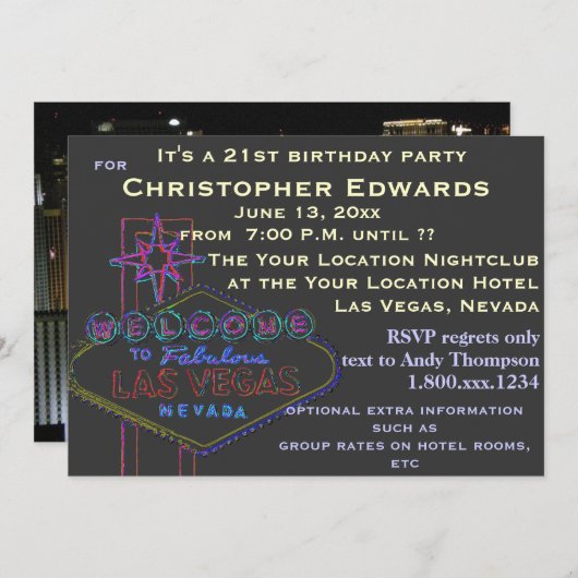 21ste verjaardag in Las Vegas voor mannen Kaart (Voorkant / Achterkant)