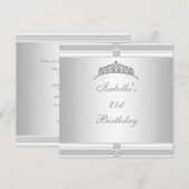 21ste verjaardag Jewel Tiara Silver White Kaart (Voorkant / Achterkant)