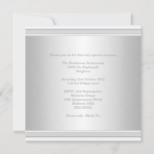 21ste verjaardag Jewel Tiara Silver White Kaart (Achterkant)