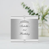 21ste verjaardag Jewel Tiara Silver & White Kaart (Staand voorkant)
