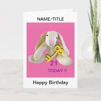 21ste verjaardag Kaart konijn personaliseren naam
