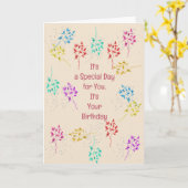 21ste verjaardag Kaart met kleurrijke Planten blad (Gele Bloem)