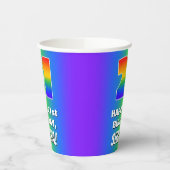 21ste verjaardag: kleurrijk, vun regenboogpatroon  papieren bekers (Links)