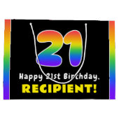21ste verjaardag: kleurrijke regenboog # 21, Naam  Groot Cadeauzakje (Achterkant)