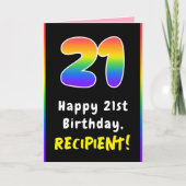 21ste verjaardag: kleurrijke regenboog # 21, Naam  Kaart (Voorkant)