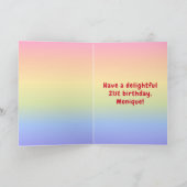 21ste verjaardag: kleurrijke regenboog # 21, Naam  Kaart (Binnen)