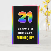 21ste verjaardag: kleurrijke regenboog # 21, Naam  Kaart (Gele Bloem)