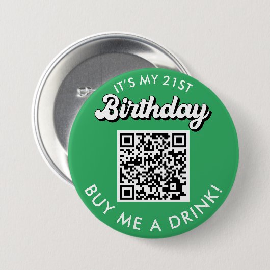 21ste verjaardag Koop me een Drink QR Code Button (Voorkant /achterkant)