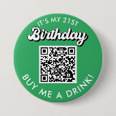 21ste verjaardag Koop me een Drink QR Code Button (Voorkant)