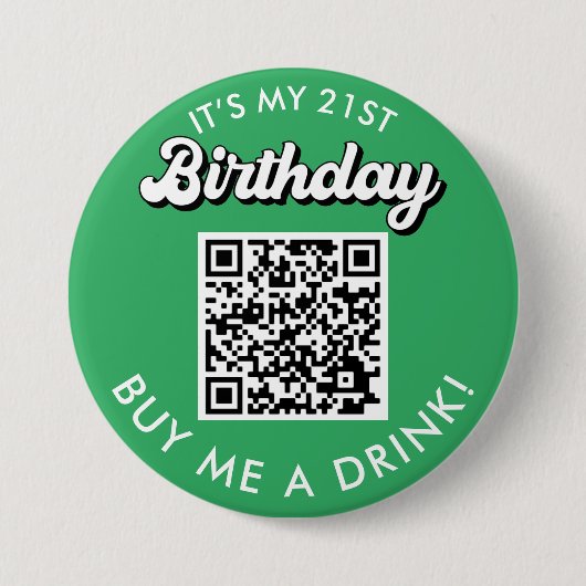 21ste verjaardag Koop me een Drink QR Code Button (Voorkant)