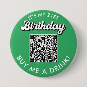 21ste verjaardag Koop me een Drink QR Code Button