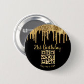 21ste verjaardag, koop me een foto, qr code, goude ronde button 5,7 cm (Voorkant /achterkant)