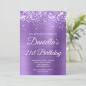 21ste verjaardag lichte Paarse Folie Kaart (Staand voorkant)