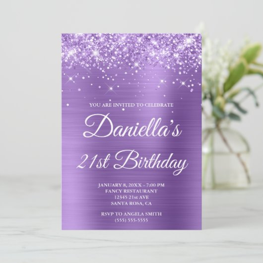 21ste verjaardag lichte Paarse Folie Kaart (Staand voorkant)
