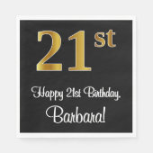 21ste verjaardag ~ Luxurieuze Faux Gold-look # Servet (Voorkant)